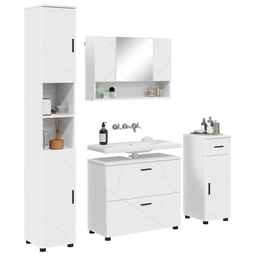 Bathroom Furniture Set with Drawer 4 pcs White 30 x 35 x 192 cm